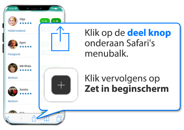 iphone en ipad: Paranormale-mediums.nl als app instellen op Mobiel